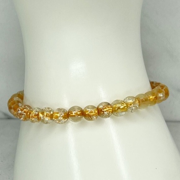 Clear and Gold Beaded Stretch Bracelet - Picture 1 of 6